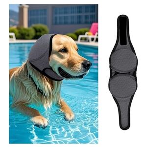 Charcoal Knit Beanie Ear Covers For Dogs.  For Bathes.